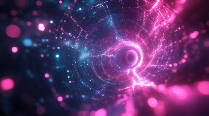Digital data network energy tunnel forming abstract vortex