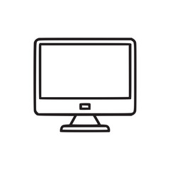 A simple line drawing of a computer monitor with a stand on a plain white background illustration