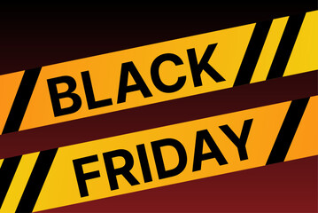 Yellow ribbon with the inscription Black Friday on a dark background.Crossed ribbons.Big sale,vector illustration.Graphics element for banner, poster.
