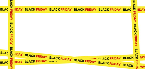 Yellow ribbon with the inscription Black Friday on a white background.Frame with ribbon.Big sale,vector illustration.Graphics element for banner, poster.