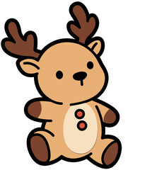 Cute Reindeer Sitting – Kawaii Christmas Clipart