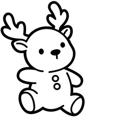 Kawaii Reindeer Outline – Christmas Coloring Page Clipart