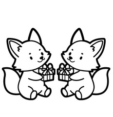 Two Foxes With Gifts – Cute Holiday Animals