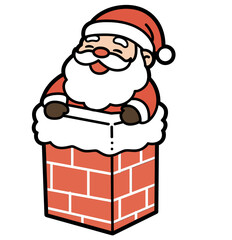 Santa in Chimney – Cute Christmas Clipart