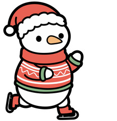 Snowman skating – Cute Simple Winter SVG