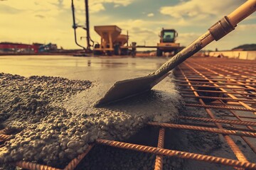 Concrete pouring construction site rebar