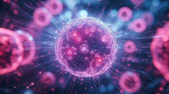 Microscopic cell structure representing biology and scientific research