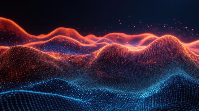 Digital data flowing abstract landscape future technology