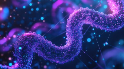 Abstract helix structure forming vibrant digital connection network