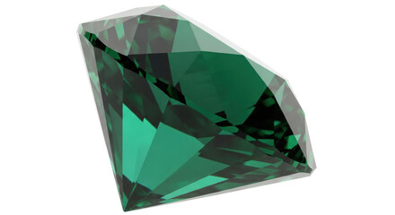 Isolated gemstone emerald cut, a vibrant green jewel with sharp angles, perfect for design needs
