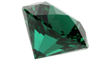 Isolated gemstone emerald cut, a vibrant green jewel with sharp angles, perfect for design needs