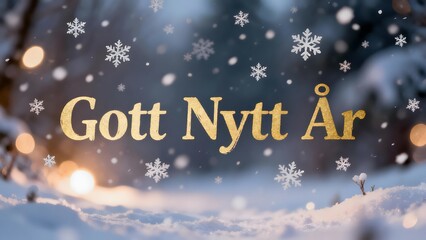 A serene and peaceful "Gott Nytt År" message in Swedish, perfect for evoking calm and joy during the New Year celebration.