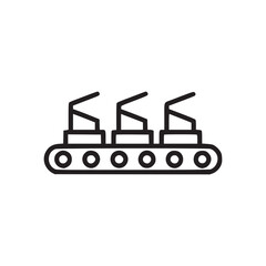 Fototapeta premium A simplistic line art illustration of a conveyor belt with three objects on it in black and white