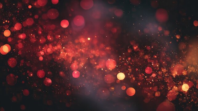 Red bokeh particles forming abstract sparkling background