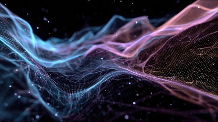 Digital wave particles representing data network technology