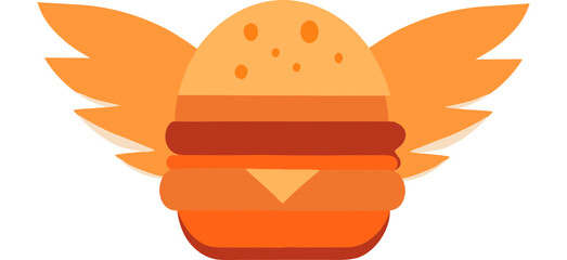 Flying burger fast food delivery icon symbol graphic art image