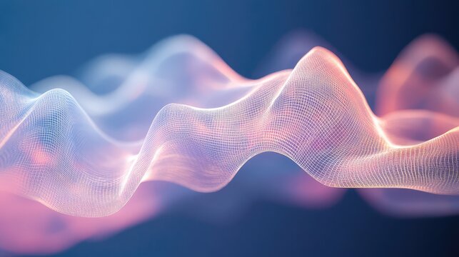 Digital wave forming abstract grid mesh background illustrating data flow