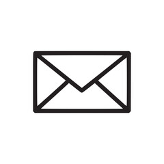 A simple black outline of a closed envelope on a white background in a minimalist style design icon
