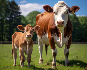 Fototapeta premium cow and calf
