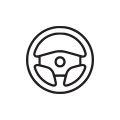 A simple line drawing of a steering wheel with three spokes on a white background in a vector format
