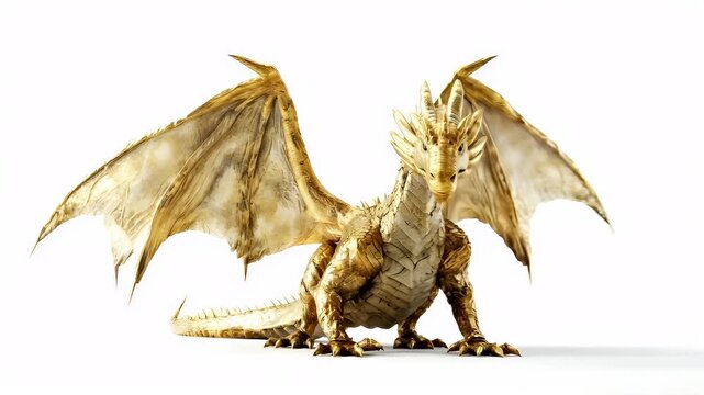 gold dragon sculpture with detailed scales and wings.