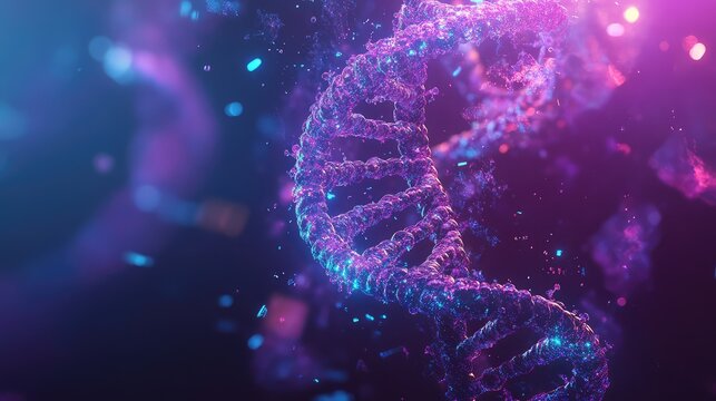 Dna helix structure unraveling in a futuristic setting