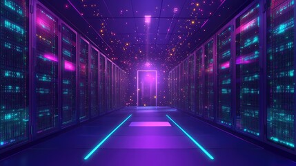 Digital data center portal entrance with circulating information