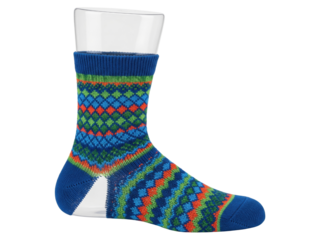 Colorful warm winter socks with a traditional knitted pattern on a transparent background