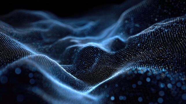 Digital wave particles flowing data network background
