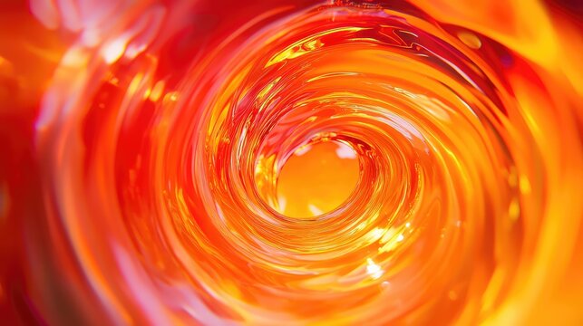 Orange and red liquid swirling in a vibrant vortex