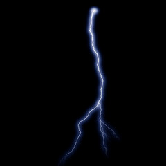 Straight blue plasma electricity line isolated