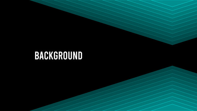 Black abstract background with turquoise overlay triangular pattern, symmetrical frame