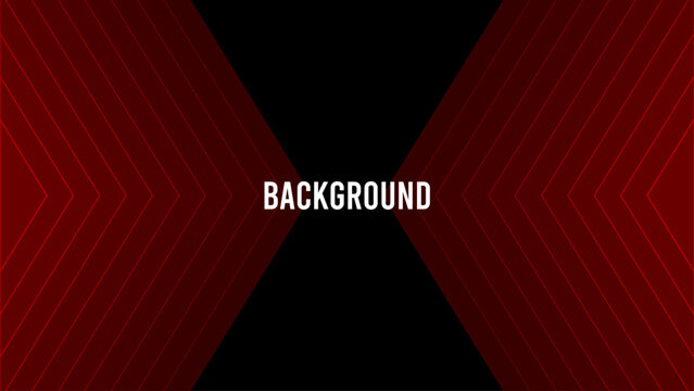 Black abstract background with red overlay triangular pattern, symmetrical frame, gates shape