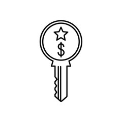 Key Icon with Star and Dollar Symbol Representing Premium Access and Financial Value
