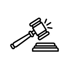 Judge Gavel Icon Representing Law, Legal Decision and Court Judgment