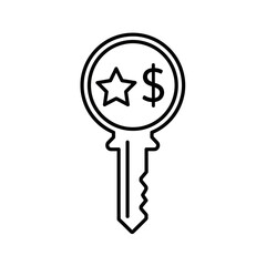 Key Icon with Star and Dollar Symbol Representing Premium Access and Financial Value
