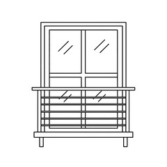 Balcony Window Icon with Railing in Minimal Line Art