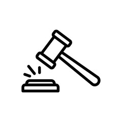 Judge Gavel Icon Representing Law, Legal Decision and Court Judgment