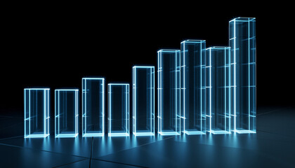 Futuristic Glass Bar Chart Growing Upward