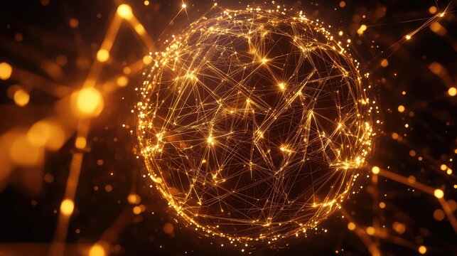 Global network connecting data points in intricate digital sphere