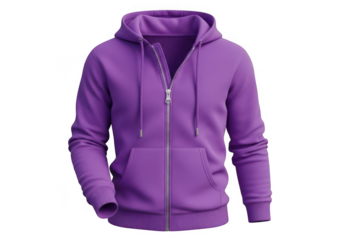 Purple hooded jacket isolated on transparent background