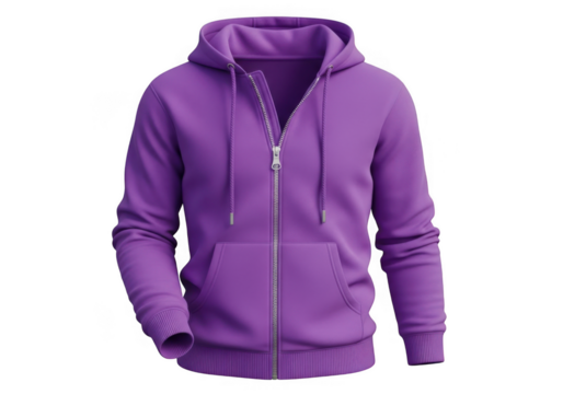 Purple hooded jacket isolated on transparent background