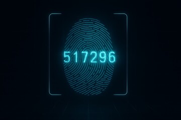 Digital Fingerprint Biometric Security Scan with Numerical Code
