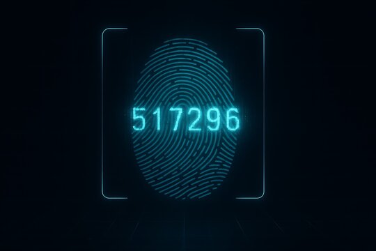Digital Fingerprint Biometric Security Scan with Numerical Code