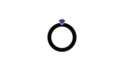 Minimalist ring icon with a purple diamond simple flat element isolated on white background web and mobile apps
