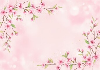 Delicate pink cherry blossoms frame a soft dreamy background