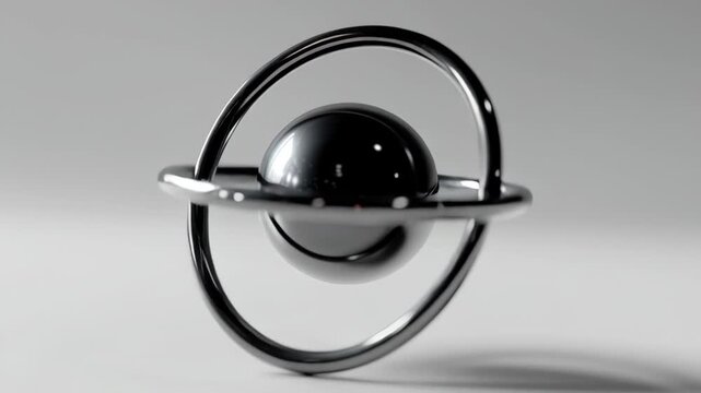 Stylish 3D representation of an atom symbolizing science and technology concepts.