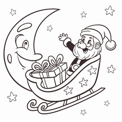 Santa claus riding a moon sleigh