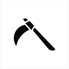 Sickle icon. Gardening equipment. For web design. Vector illustration on white background.