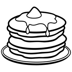 Stack of delicious pancakes with butter and syrup